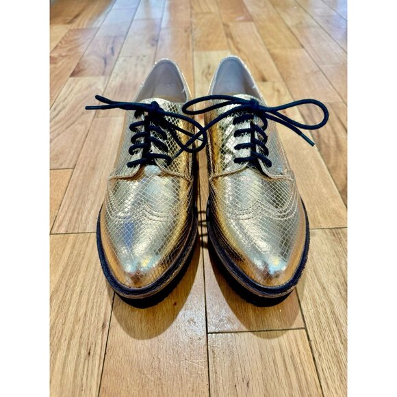 STEVE MADDEN “Lydia” Gold Platform Oxfords - Picture 2 of 7